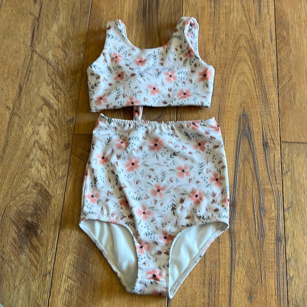 COPY - Imagine Perry Girls High Waisted Two Piece - Blooming Peach 5/6